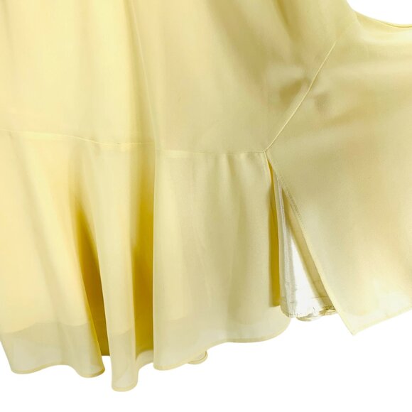 Plus size blouse and skirt set chiffon soft canary yellow SZ 14 top 16 skirt - Picture 14 of 16